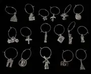 Explore the World Drink Charms Markers Set - Wine Glass Stemware Tags for Globet