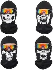 DPLUS Balaclava-4pcs Halloween Ghost Mask Balaclava Skull Hood-Outdoor Mask for Men Women Kids Youth Adult