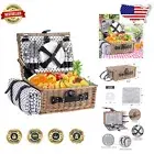 Premium Wicker Picnic Set for 4 - Waterproof Blanket and Cutlery Included