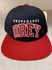 Vintage NWT OBEY Worldwide Propaganda Black SnapBack Baseball Cap Hat! New Era