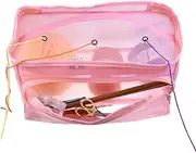 IMIKEYA 1pcs Woolen Line Container Mesh Bag Portable Storage Tote with Three Holes All Construction for Fruits Vegetables Yarn Organization Compact Design Pink
