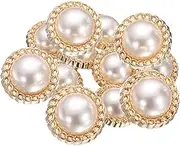 uxcell 10pcs 32L Pearl Gold Metal Sewing Buttons 20mm 4/5" Round Women Coat Buttons with Plastic Shank Replacement DIY Button for Sewing Clothing Sweater Decoration Craft, #2