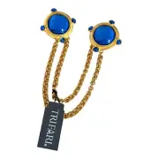 RARE Vintage Trifari Double Pin Jewel Toned Cabochons Gripoix Style Tags 4B