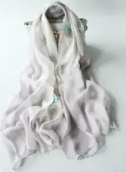 100% Silk Chiffon Scarf Women neckerchief Shawl Wrap gray green red white JH8-13