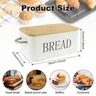 Bread Box with Bamboo Cutting Board Lid and Handle Metal Bread Storage NuiBi