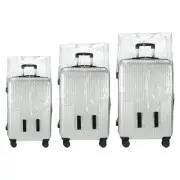 3Pcs Luggage Covers, 20 24 28 Inch PVC Suitcase Cover Protectors, Silver-grey