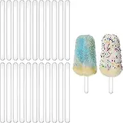 Coehaopike Acrylic Popsicle Sticks Cakesicle Ice Cream Sticks Cake Pop Sticks Mirror Ice Lolly Sticks Cake Topper Sticks 30 Pieces (Transparent)
