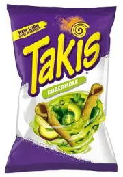 Barcel Takis Crunchy GUACAMOLE Flavor Rolled Tortilla Chips, 9.9 Oz (4 Bags)