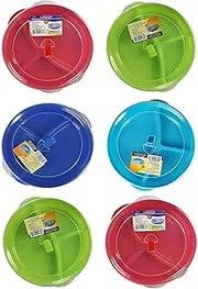 Black Duck Brand Assorted Microwave Food Storage Tray Containers - 6 Pack, 3 Section/Compartment Divided Plates with Vented Lid