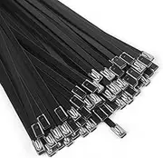 Stainless Steel Zip Ties, 15.8" Long, 40pcs, Black, Self Locking, Heavy Duty, Multi-purpose, Automotive Repair