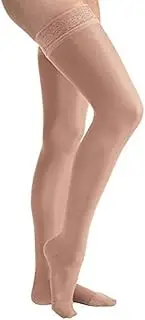 JOBST UltraSheer Compression Stockings, 20-30 mmHg, Thigh High, Silicone Lace Band, Closed Toe, Suntan, Medium