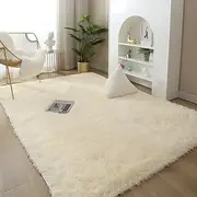 Shaggy Carpets Rugs for Living Room Bedroom Soft Fluffy Fuzzy Area Rug for Kids Baby Nursery Modern Indoor Plush Carpet,Light Yellow,100x200cm
