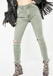 [One Teaspoon] Super Khaki Freebirds High Waist Jeans