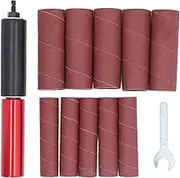 Spindle Sander Adapter, 1.5in Mandrel Aluminum Alloy Drill Sanding Mandrel with 10 Sandpapers and Wrench for Vibration Drilling Machine, Convert Power Drill Into Sanding Machine