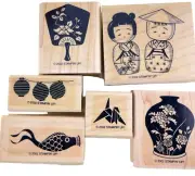 Stampin Up GIFTS FROM THE ORIENT Set Kokeshi Doll Vase Lantern Origami Koi Crane
