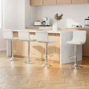 Artiss 4x Bar Stools Padded Leather Gas Lift White