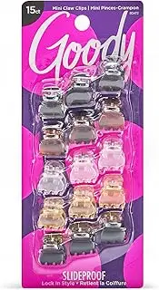 Goody Classics Mini Claw Clips - Assorted Colors - Great for Easily Pulling Up Your Hair - Pain-Free Hair Accessories for Women, Men, Boys and Girls, 15 Count (Pack of 1)