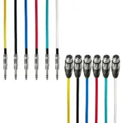 AxcessAbles XLR Female to 1/4" TRS Balanced 6ft Speaker Color Cable Pack | Ba...