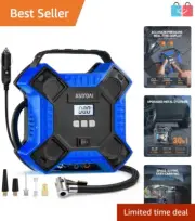 LED-Equipped Metal Tire Inflator - Reliable 12V Air Compressor for All Vehicles