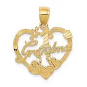 14k Yellow Gold #1 GRANDMA Heart Pendant
