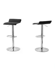 [Hacienda] Set of 2 Leather Barstools in Black