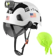 Safety Hard Hat with Rechargeable Headlamp Light Men Vented Work Hardhat ANSI...