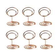 Catzon 20 Pieces Mini Place Card Holders Table Number Stand Table Card Holder Wire Table Picture Photo Holder -Rose Gold-ring Shaped