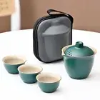 Ceramic Travel Tea Set 3in1 Tea Cups Mug Teapot Teacup Kit For Outdoor Camping