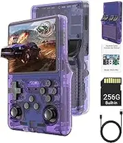 R40S PRO Game Console - 30000 Classic Games in 1 Handheld Retro Gaming Consele with 3.5-Inch IPS Screen/3800mAh/20＋ Emulator/Built-in 256G TF Card, Support HDMI and TV Output (Tranparent Purple)