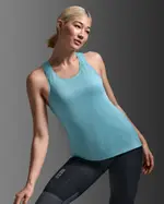 Light Speed Tech Singlet, 2XU, L, Retro Blue/RetroBlueReflective, Female