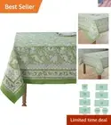 CPC Tablecloth 100% Cotton 72x140 Inch Indian Block Print Rectangle Table Cov...