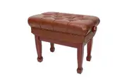 Crown Deluxe Double Padded Height Adjustable Large Piano Stool Height (Mahogany)
