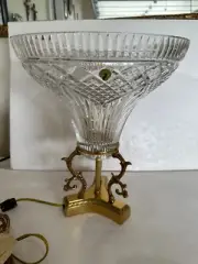 Rare Waterford Crystal Hurricane Vase Accent Lamp Electric 15 " T Vtg 1990's NOS