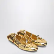 [Chloé] Metallic Gold Ballerina 38 IT Metal