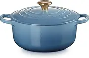 [Le Creuset] Signature Enameled Cast Iron Round Casserole 20cm Chambray gold knob