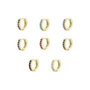 925 Sterling Silver Gold Rings Plated Cubic Crystal Cuff Huggie Hoop Earrings Au