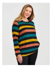 [Taking Shape] Bamboo Ponte Stripe Top in Multi