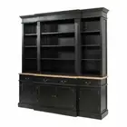 Hamptons Style Black Buffet and Hutch Sideboard Bookcase Cabinet with Drawers