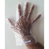 在飛比找蝦皮購物優惠-透明塑料手套金色手套 PE 塑料手套透明