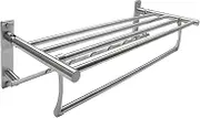 SUS304 Stainless Steel Bathroom Towel Rack Folding Shelf with Swing Towel Bar and Hooks Wall Mount,Brushed Nickel Towel bar