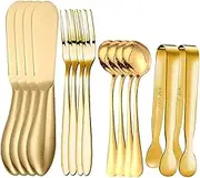 HOMOBABE 1 Set Stainless Steel Cheese Knife with Fork and Spoon Dessert Utensils for Serving Yogurt Ice and Appetizers for Restaurants and Home Use