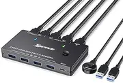 8K KVM HDMI Switch 2 Ports, KCEVE USB 3.0 KVM Switcher Box, Support 7680x4320@60Hz, 3840x2160@120Hz Resolution for 2 Computers Share Mouse Keyboard and Monitor
