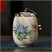 Chinese Tea Caddy,Ceramic jar, Ceramic Loose Tea Storage Containers, Multifunction Sealed Canister, Tea Jar, Food Storage Containers, 180ML Loose Tea(Chrysanthemums)