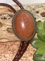 BRONZE Fall copper Gold STARLITE stone Wedding Groom Western Southwest Bolo tie