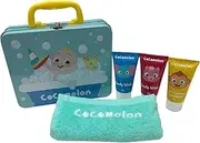 Cocomelon 5 piece Bath Set - Carry Tin, Shampoo & Conditioner, Body Wash and Face Washer