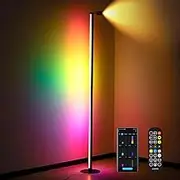 Advwin Corner Floor Lamp App & Remote Control 140cm Smart LED Floor Lamp, Reading Light RGB Light with 16 Million Colors Music Sync Ambient Lighting for Living Room Bedroom Gaming