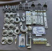 Lot of 40 Farm Hardware Items Chain Link Strap Hinges Most National Clevis Hooks