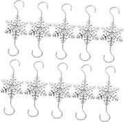 Cabilock 10pcs Christmas Snowflake Stocking Hooks Fireplace Hooks Xmas Ornament Hanging Hooks