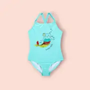 Carter's Girls' One Piece Swimsuit Cat Purr-Maid Sz 10/12 Mermaid w sequins Blue