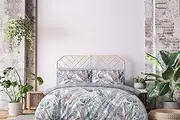 Sleepdown 100% Pure Cotton Leaf Floral Multi Tropics Grey Reverisble Duvet Cover Quilt Pillow Case Bedding Set Soft Easy Care - Single (135cm x 200cm)